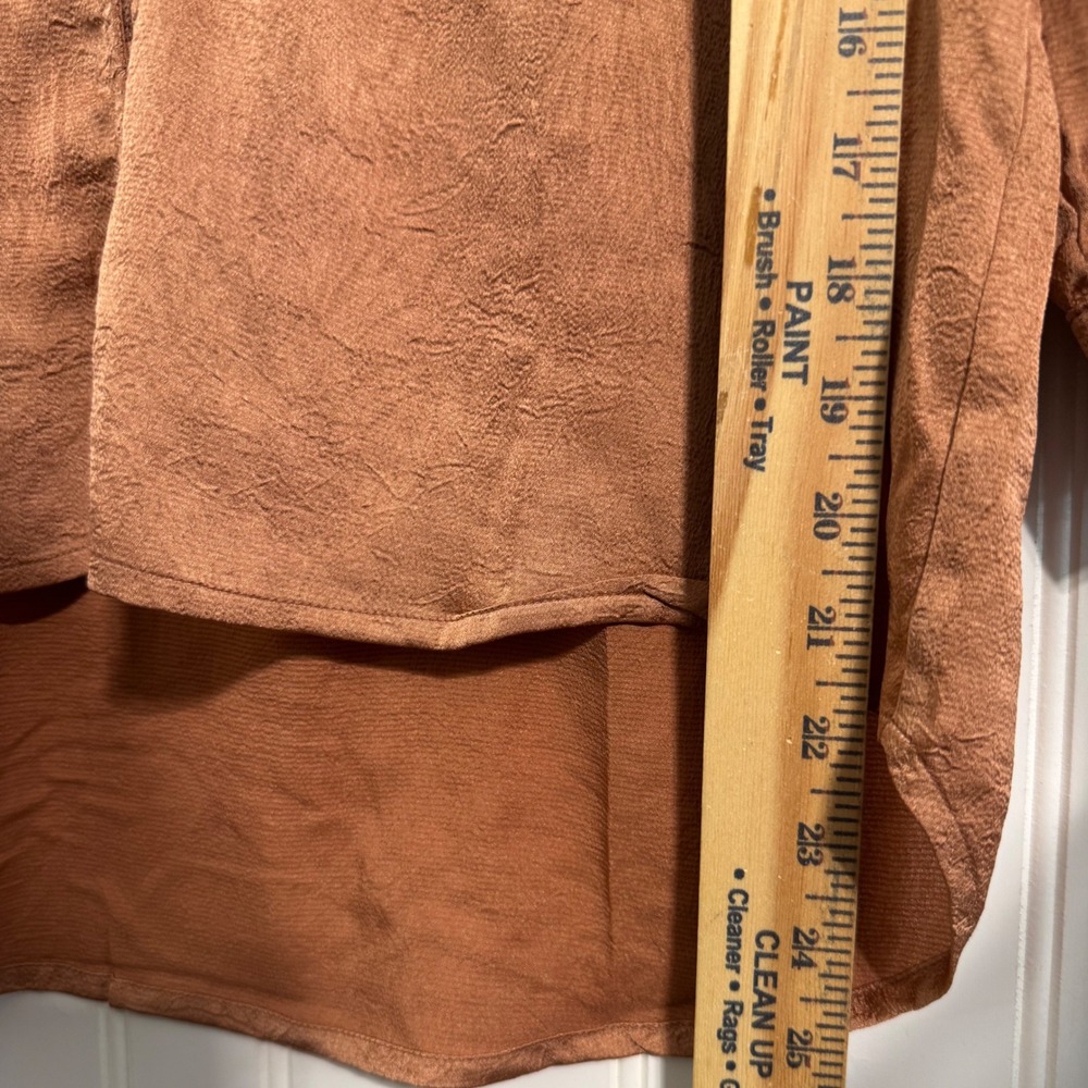 NWT Pleione Size M Rust Textured Blouse V-Neck Boho 70s Festival Western Peasant - Picture 6 of 9